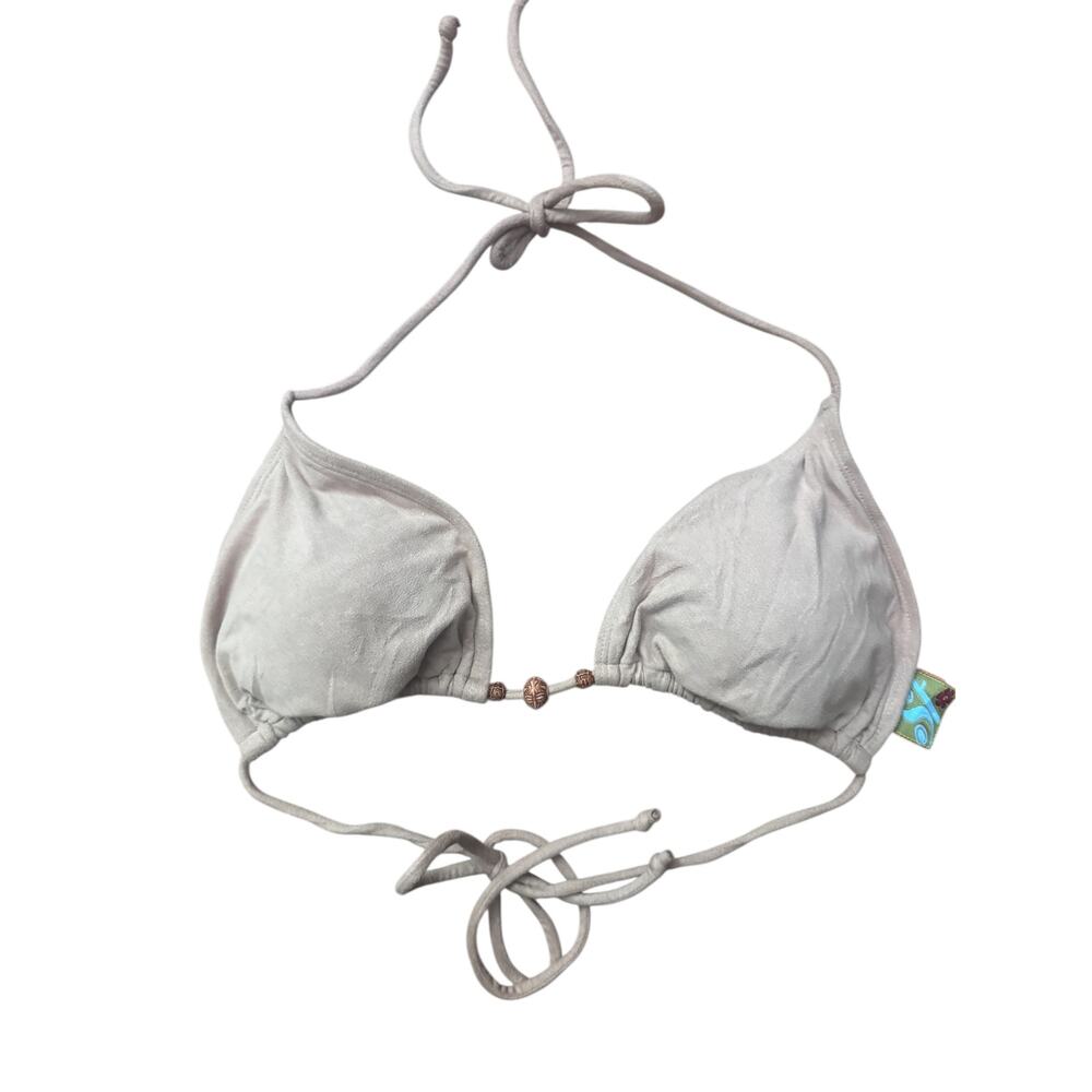 Vintage Brown Suede Bikini Top – Y2K / 90s M